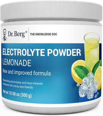 Dr. Berg Hydration Keto Electrolyte Powder - Enhanced w/ 1,000mg of Potassium & Real Pink Himalayan Salt (NOT Table Salt) - Lemonade Flavor Hydration Drink Mix Supplement - 50 Servings