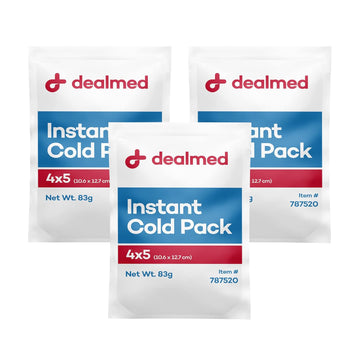 Dealmed Instant Cold Pack – Pack Of 3, 4" X 5" Disposable Cold Packs For Injuries, Swelling, Sprains, Muscle Soreness And More, No Refrigeration Single Squeeze Activation