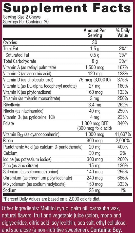 Bariatric Advantage Multi Chewy Bite - Soft Chew Multivitamin for Bariatric Surgery Patients - Chewable Multivitamin with Folic Acid, Vitamin D3 & More - Tropical Orange Flavor - 60 Count