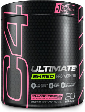 Cellucor C4 Ultimate Shred Pre Workout Powder For Men & Women, Weight Loss Supplement With Ginger Root Extract, Strawberry Watermelon, 20 Servings (Pack Of 1)