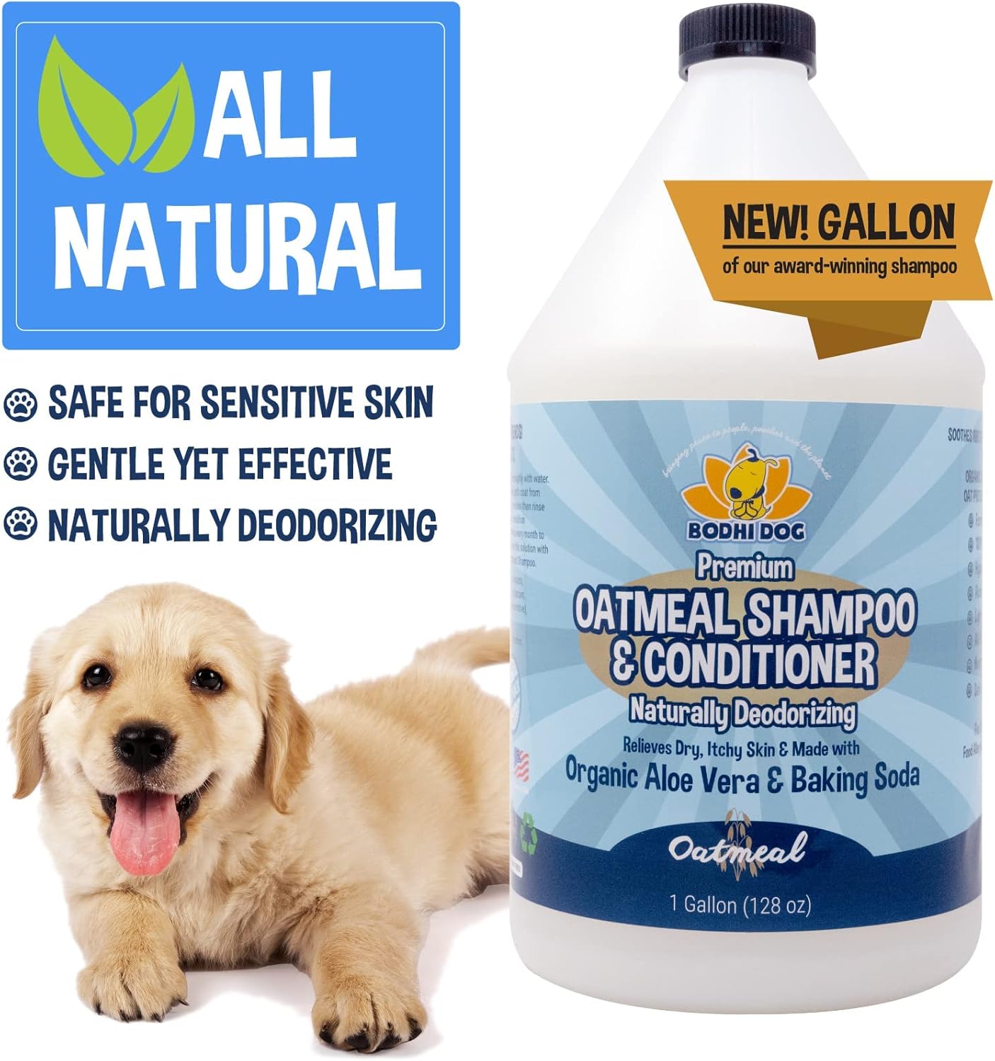 Bodhi Dog Oatmeal Shampoo & Conditioner | Naturally Deodorize Dogs, Cats & Pets with Organic Ingredients | Soothes and Moisturizes Dry, Itchy Skin | Vet Approved- Made in USA (Oatmeal, 1 Gallon)