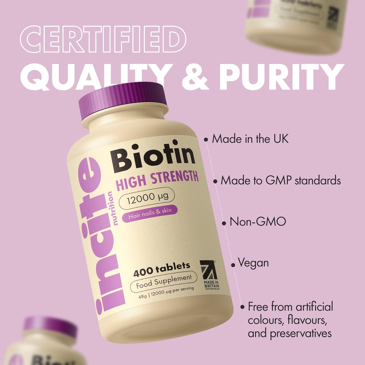 Incite Nutrition Biotin Hair Growth Support Supplement 12,000mcg - 400 Tiny 6mm Tablets (Full Year Plus Supply) - for Men & Women : Amazon.co.uk: Health & Personal Care
