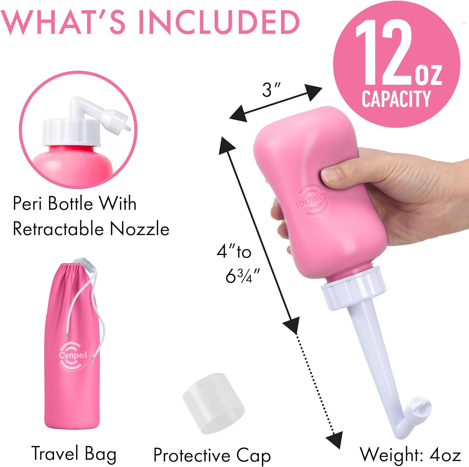 Cynpel Peri Bottle - Postpartum and Perineal Care - Portable Travel Bidet Sprayer for Women or Men - Handheld Jet Spray Bottle for Toilet - New Mom After Birth Recovery Essentials : Health & Household