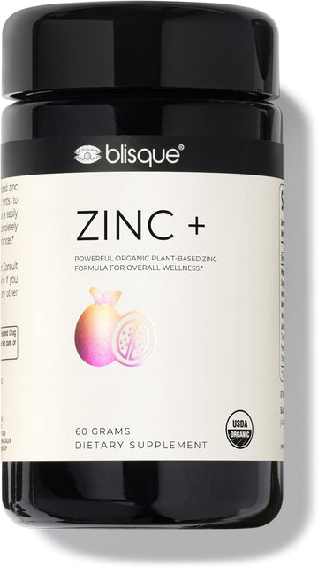 Blisque – Organic Zinc Supplement Sourced From Guava Leaf | For Immune Support, Defense And Boost | With Ashwagandha, Aloe Vera, Ginger, And Turmeric | Vegan | Powder | 60 Grams