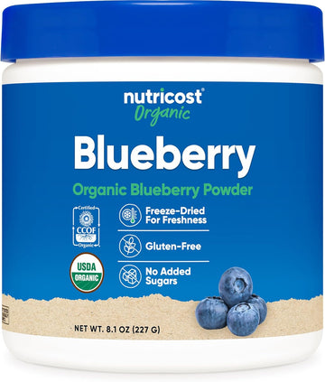 Nutricost Organic Blueberry Powder 8oz (227 Grams) - Pure, Gluten Free, Non-GMO, from Whole Freeze-Dried Organic Blueberries