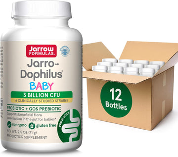 Jarrow Formulas Babys Jarro-Dophilus + Gos Supplement - 3 Billion Cfu Per Serving - Multi-Strain Infant Probiotics Formula - Supports Intestinal Health - 2.5 Oz Powder (Pack Of 12)