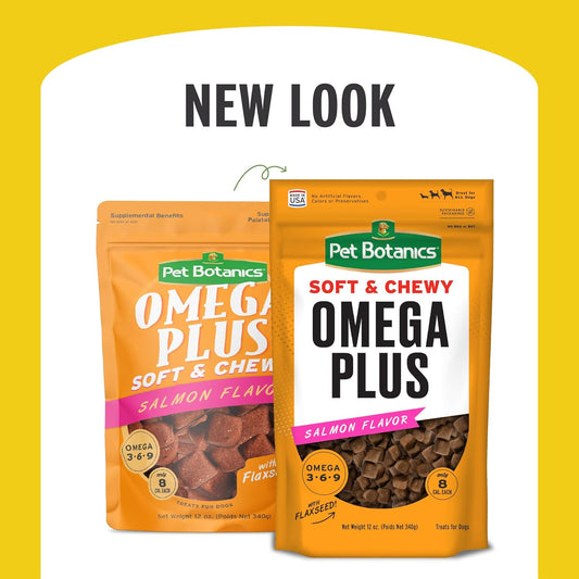 Pet Botanics 12 Oz. Pouch Omega Plus, Soft & Chewy, Salmon Flavor, With 500 Treats Per Bag, The Choice Of Top Trainers