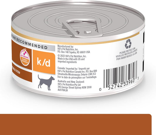 Hill'S Prescription Diet K/D Kidney Care Chicken & Vegetable Stew Wet Dog Food, Veterinary Diet, 5.5 Oz. Cans, 24-Pack