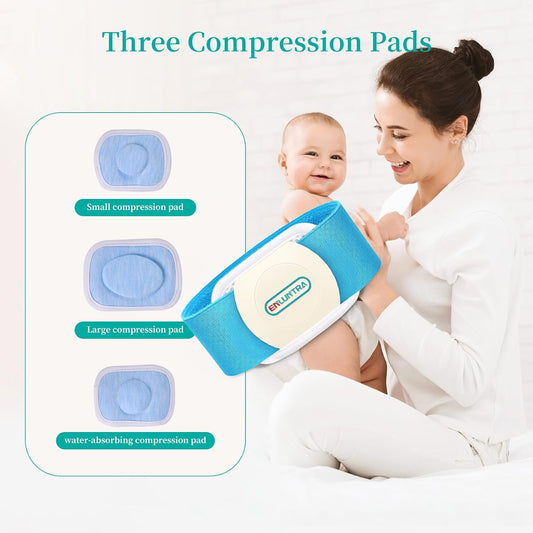 Umbilical Hernia Belt Baby?Breathable Baby Belly Band?Adjustable Newborn Belly Support Band Wrap with 3 Hernia Packs(Movable Pads)