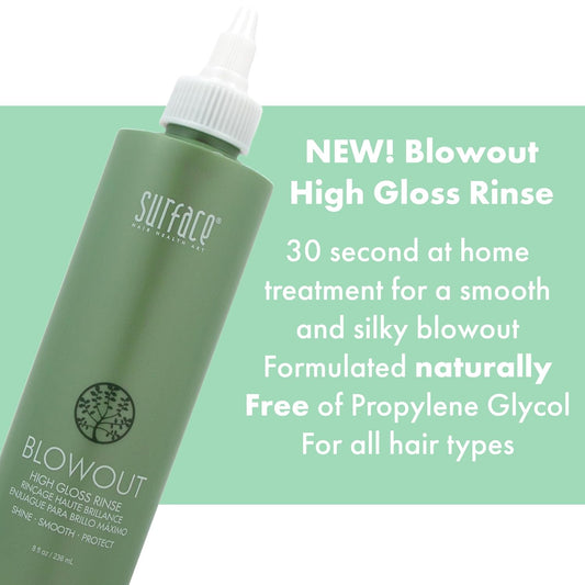 Surface Hair Blowout High Gloss Rinse, Instantly Shine, Smooth, Soften & Protect Hair With Rice Protein, 8 Fl Oz