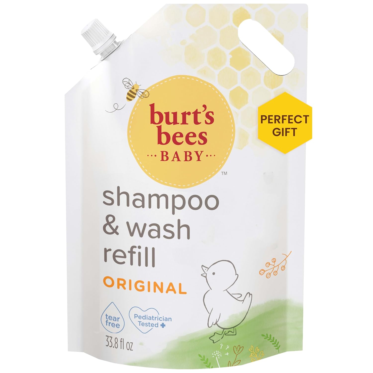 Burt’S Bees Baby Shampoo And Baby Wash Refill, Original, Plant-Based Formula, Tear-Free, Pediatrician-Tested, Natural Origin, Gently Cleans Sensitive Skin And Hair, 33.8 Fl Oz