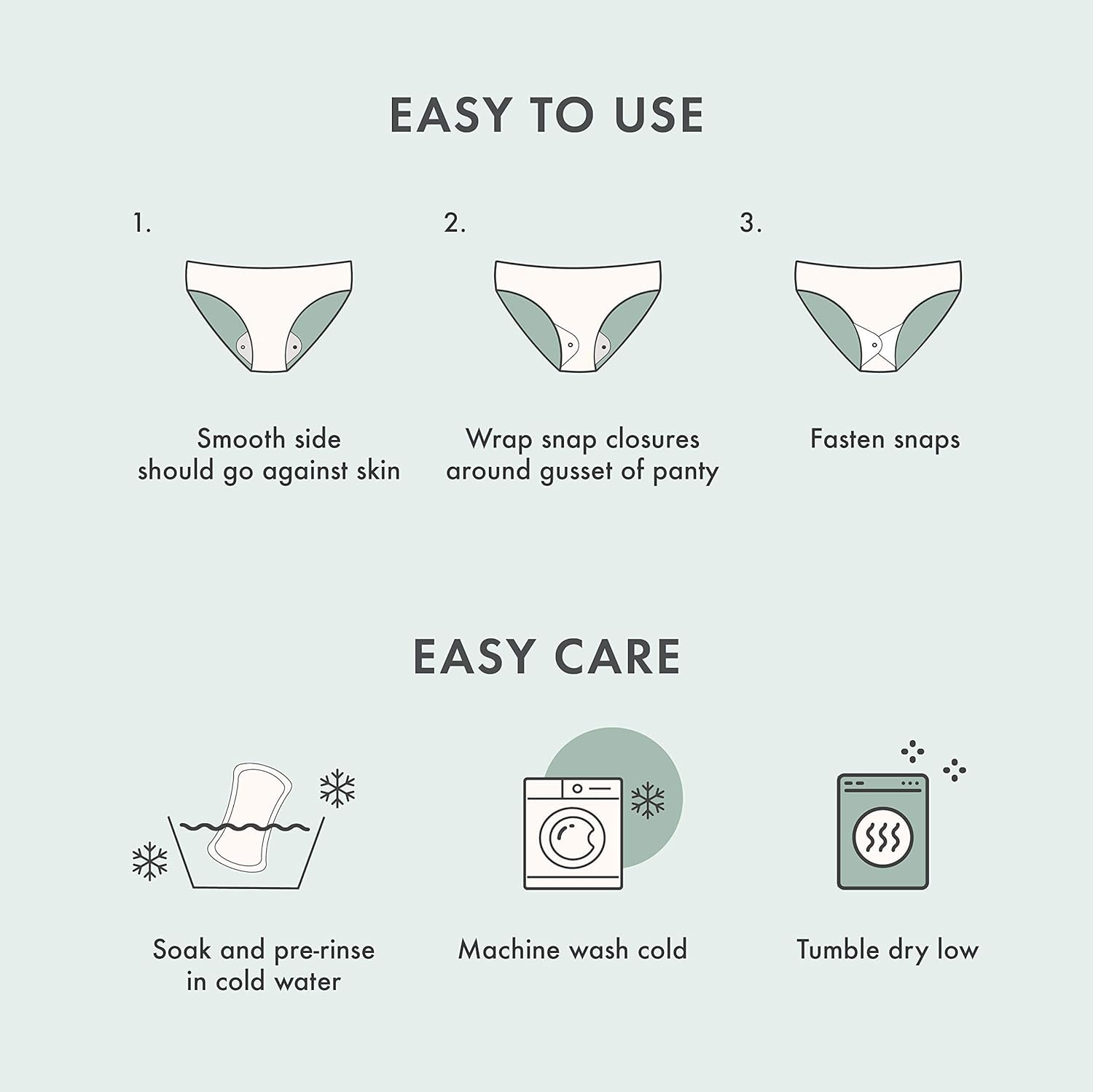 Rael Reusable Pads Menstrual, Organic Cotton Cover Pads - Postpartum Essential, Regular Absorbency, Thin Cloth Pads, Leak Free, Washing Machine Safe, Menstrual Pads with Wings (3 Count, Regular) : Health & Household