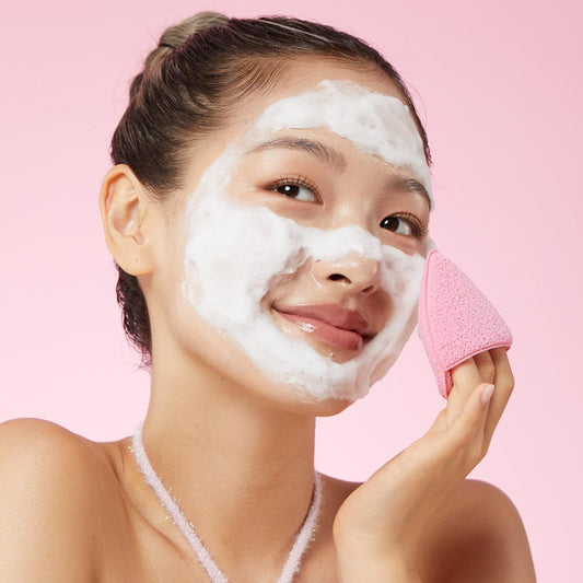 Aprilskin Pink Aloe Facial Polish Cleanser With Heart-Shaped Plush Facial Cleansing Sponge