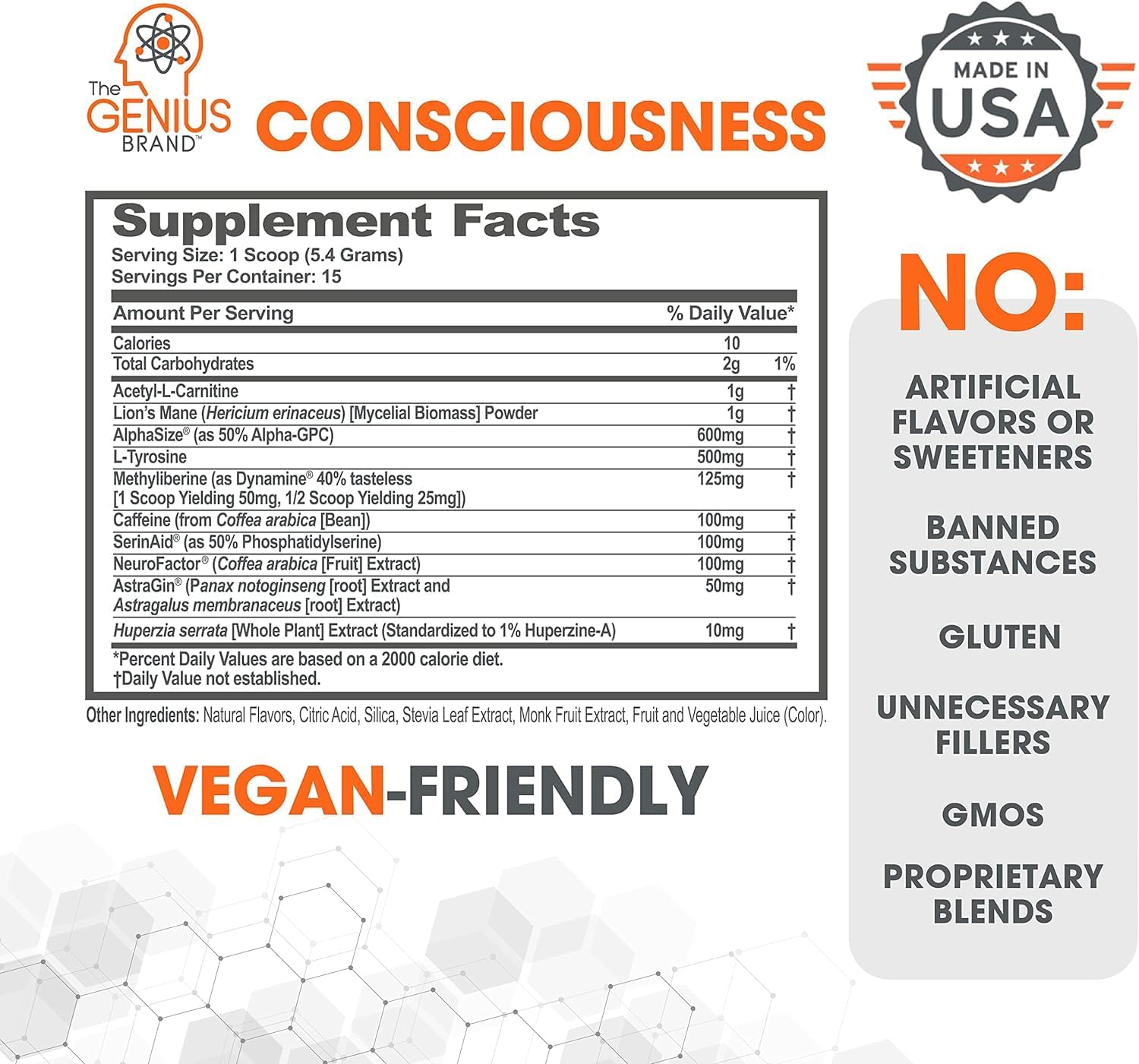 Genius Consciousness, Super Nootropic Brain Supplement Powder, Mango - Boost Focus, Cognitive Function, Concentration & Memory Booster - Alpha GPC & Lions Mane Mushroom for Neuro Energy & IQ : Health & Household