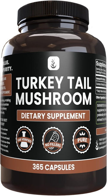 Pure Original Ingredients Turkey Tail Mushroom, (365 Capsules) No Magnesium Or Rice Fillers, Always Pure, Lab Verified