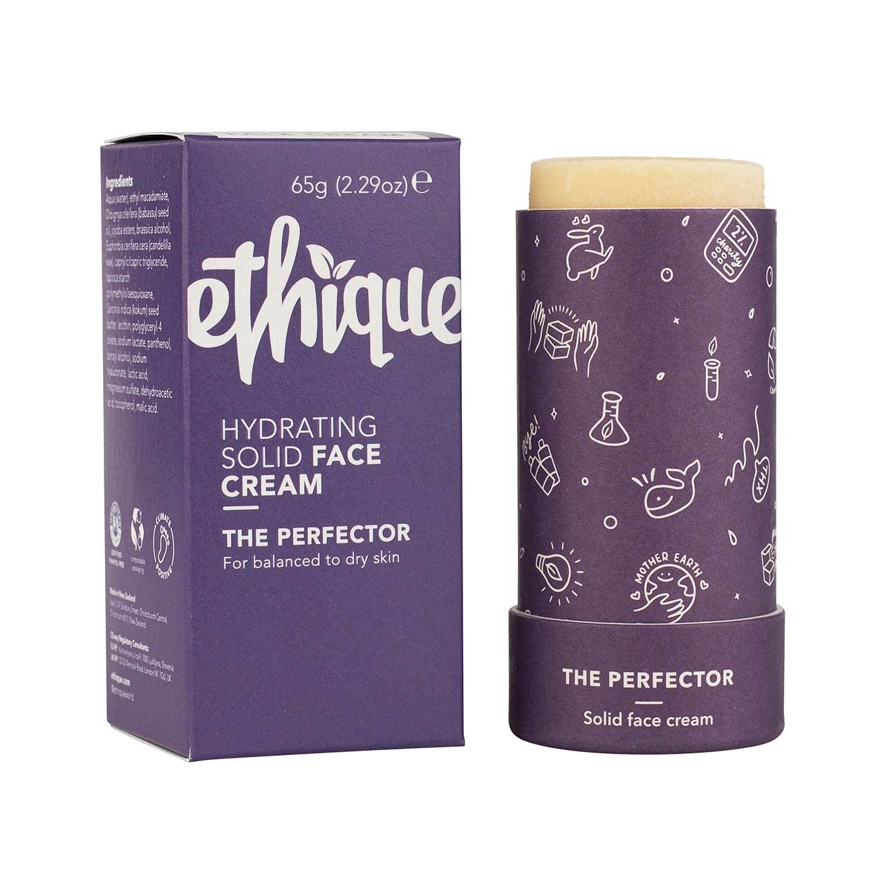 Ethique The Perfector Hydrating Solid Face Cream Tube for Dry Skin - Plastic-Free, Vegan, Cruelty-Free, Eco-Friendly, 2.29 oz (Pack of 1)