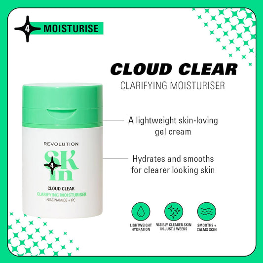 Revolution Skin, Cloud Clear Niacinamide & Ipc Clarifying Moisturiser, Lightweight, Hydrating Face Cream, Vegan & Cruelty-Free, 50Ml