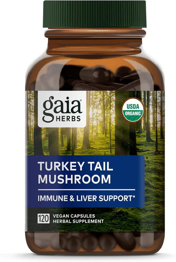 Gaia Herbs Turkey Tail Mushroom - Immune Support Supplement To Help Maintain Liver Health - With Organic Turkey Tail Mushroom Fruiting Body Extract - 120 Vegan Capsules