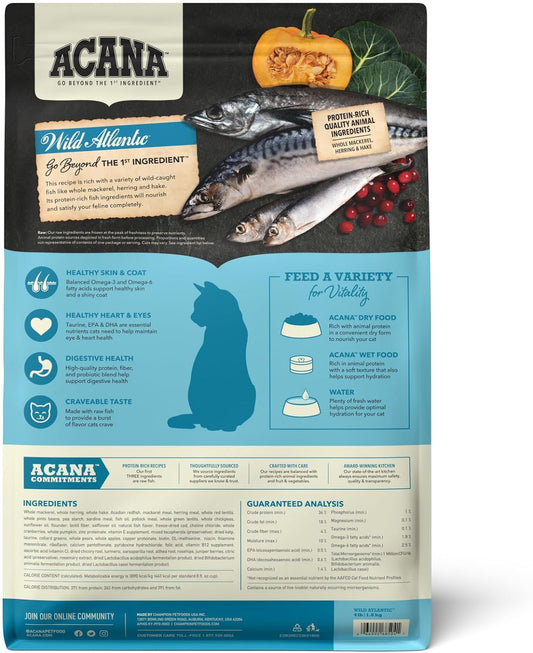 ACANA Highest Protein Dry Cat Food, Wild Atlantic, Grain Free Saltwater Fish With Freeze-Dried Liver Recipe, 4lb