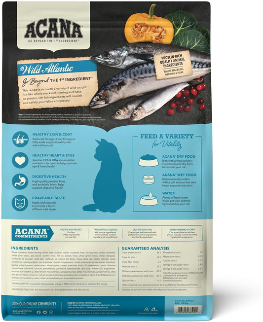 Acana Highest Protein Dry Cat Food, Wild Atlantic, Grain Free Saltwater Fish With Freeze-Dried Liver Recipe, 4Lb