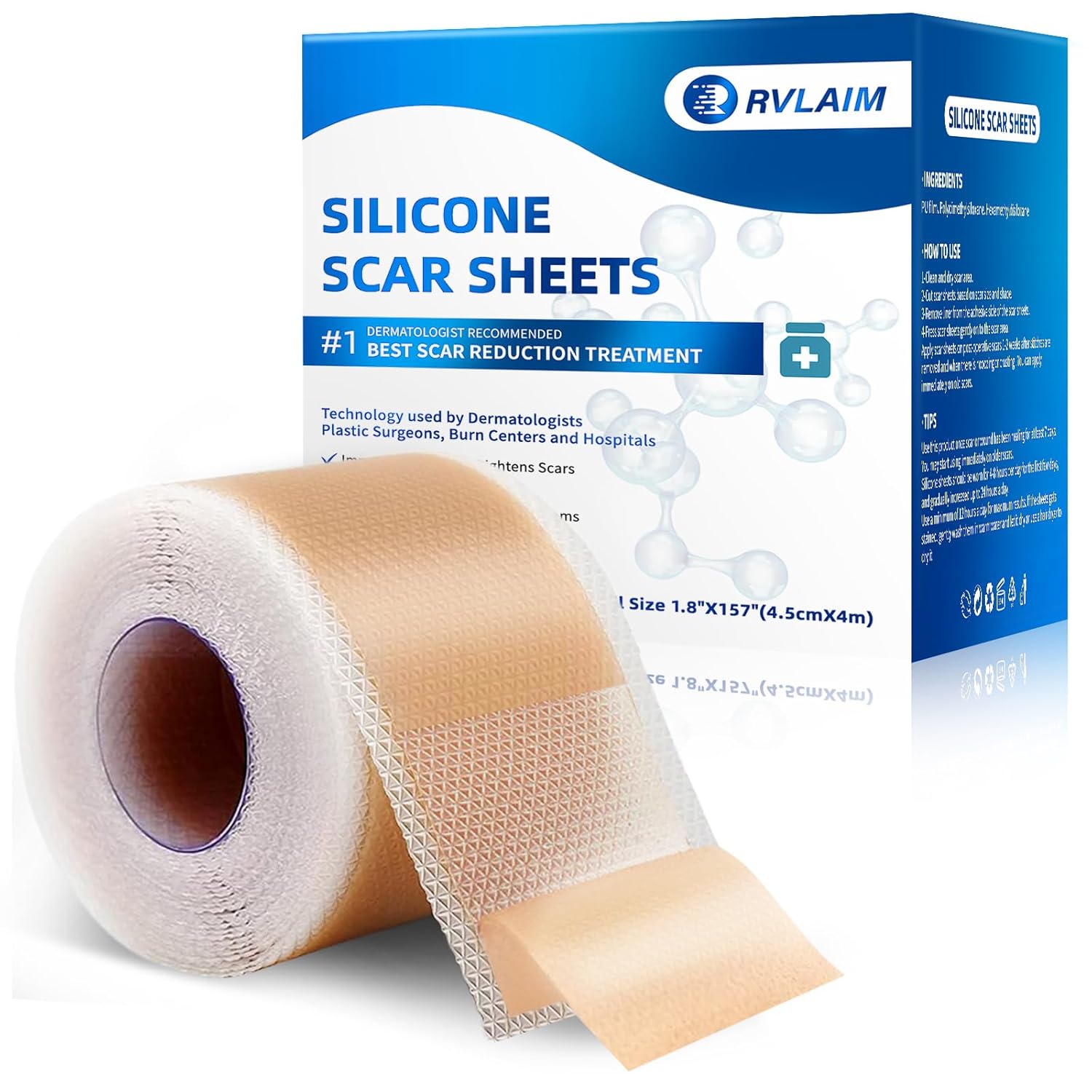 Silicone Scar Sheets, Silicone Scar Tape(1.6” X 120” Roll 3M), Silicone Scar Sheets For Surgical Scars, Keloid Bump Removal, Stretch Marks Removal, C-Section, Burn Et