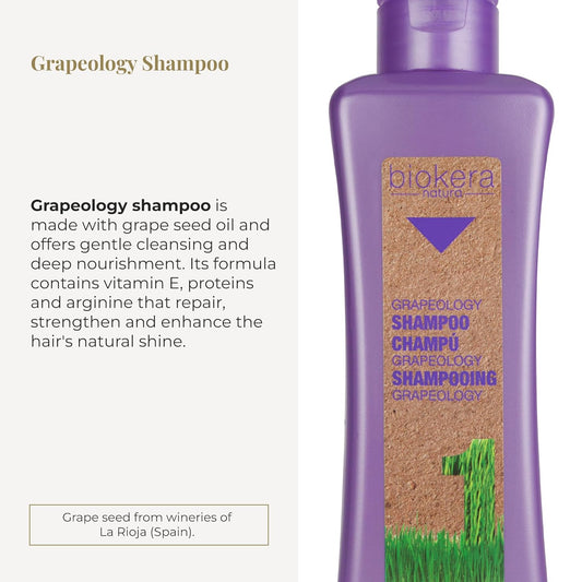 Salerm - Shampoo For White Or Bleached Hair - Grapeology Biokera Natura Shampoo - 300 Ml - With Grape Seed Oil - Nourishes And Hydrates Hair - Gentle Cleanse - Prevents Color Oxidation