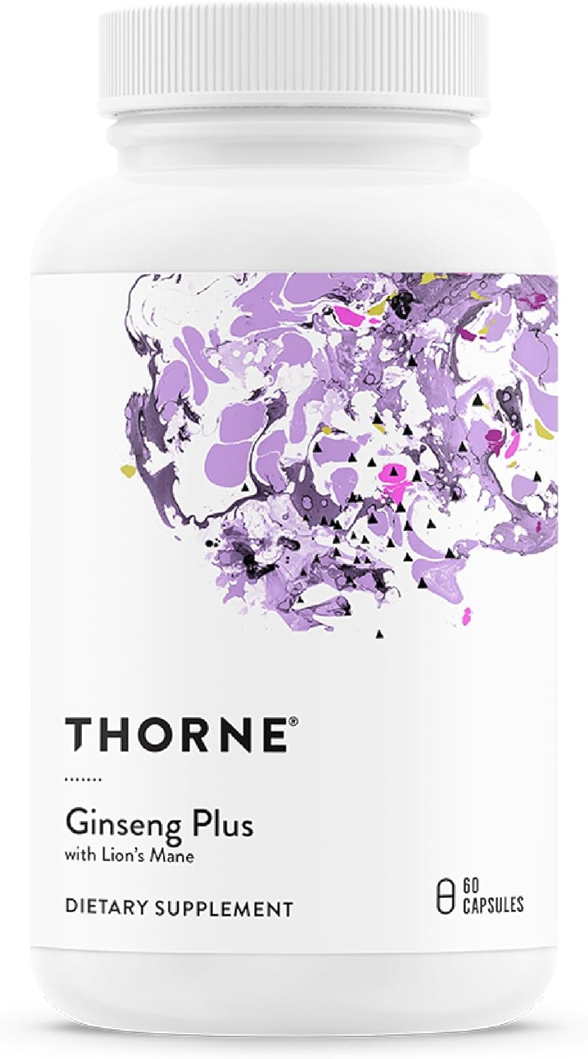 Thorne Ginseng Plus - Supports Focus, Cognition, Memory & Resilience To Stress - With Korean Red Ginseng, Lion'S Mane & Greek Mountain Tea - Soy, Gluten & Dairy Free - 60 Capsules