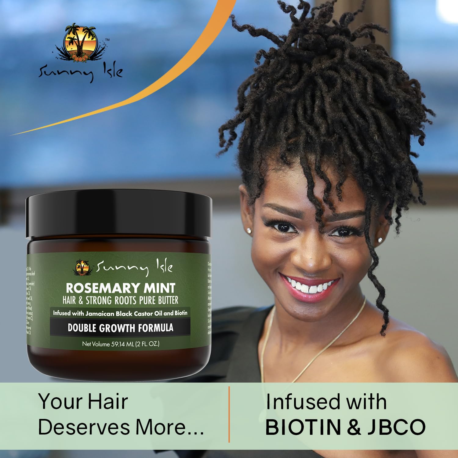 Sunny Isle Rosemary Mint Hair And Strong Roots Butter 8Oz | Infused With Biotin & Jamaican Black Castor Oil | Strengthen And Nourish Hair | Dry Scalp, Split Ends… : Beauty & Personal Care