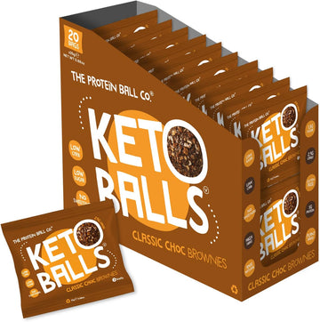 The Protein Ball Co Keto Snacks - Bite-Size Keto Treats - 100% Natural, Low Carb, Low Sugar, High Fibre Sweet Treats - Plant-Based & Gluten Free - Classic Choc Brownie, Pack Of 20 X 25G