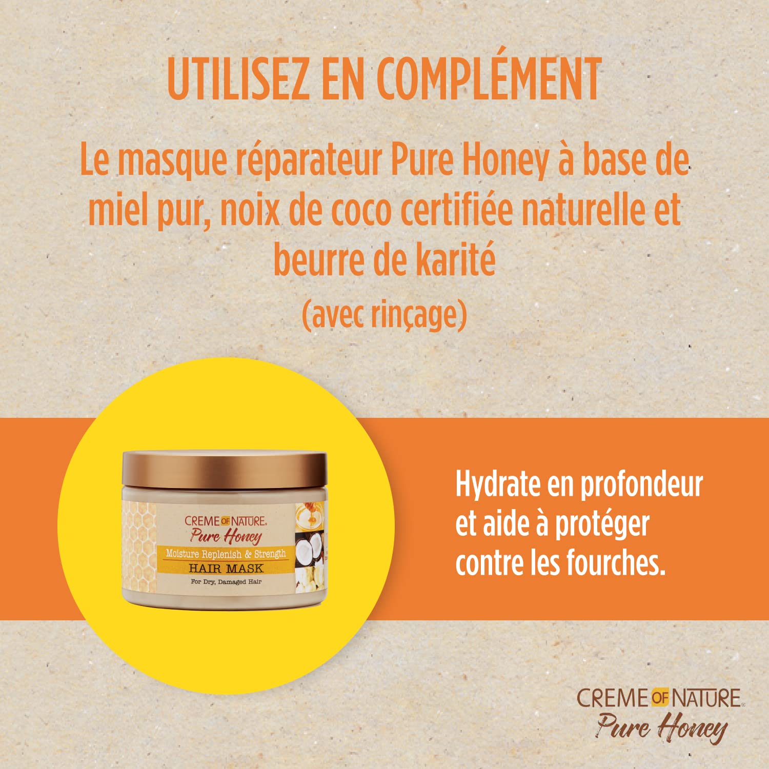 Hair Mask by Creme of Nature, Pure Honey, Coconut Oil and Shea Butter Formula, Moisture Replenish & Strength, 11.5 Oz : Beauty & Personal Care