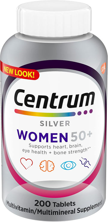 Centrum Silver Women'S Multivitamin For Women 50 Plus, Multivitamin/Multimineral Supplement With Vitamin D3, B Vitamins, Non-Gmo Ingredients, Supports Memory And Cognition In Older Adults - 200 Ct