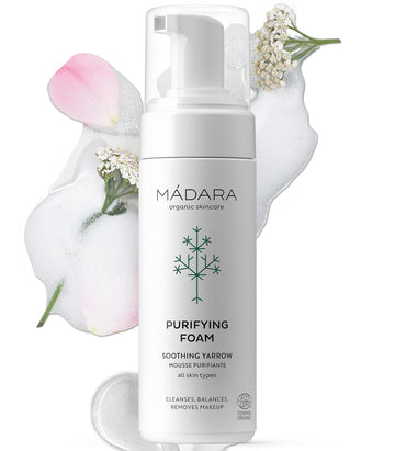 Mádara Organic Skincare | Purifying Foam – 5Oz, Moisturising Formula With Northern Yarrow Extract, Gentle Foaming Cleanser, Removes Makeup And Impurities, Cosmos Organic Certified