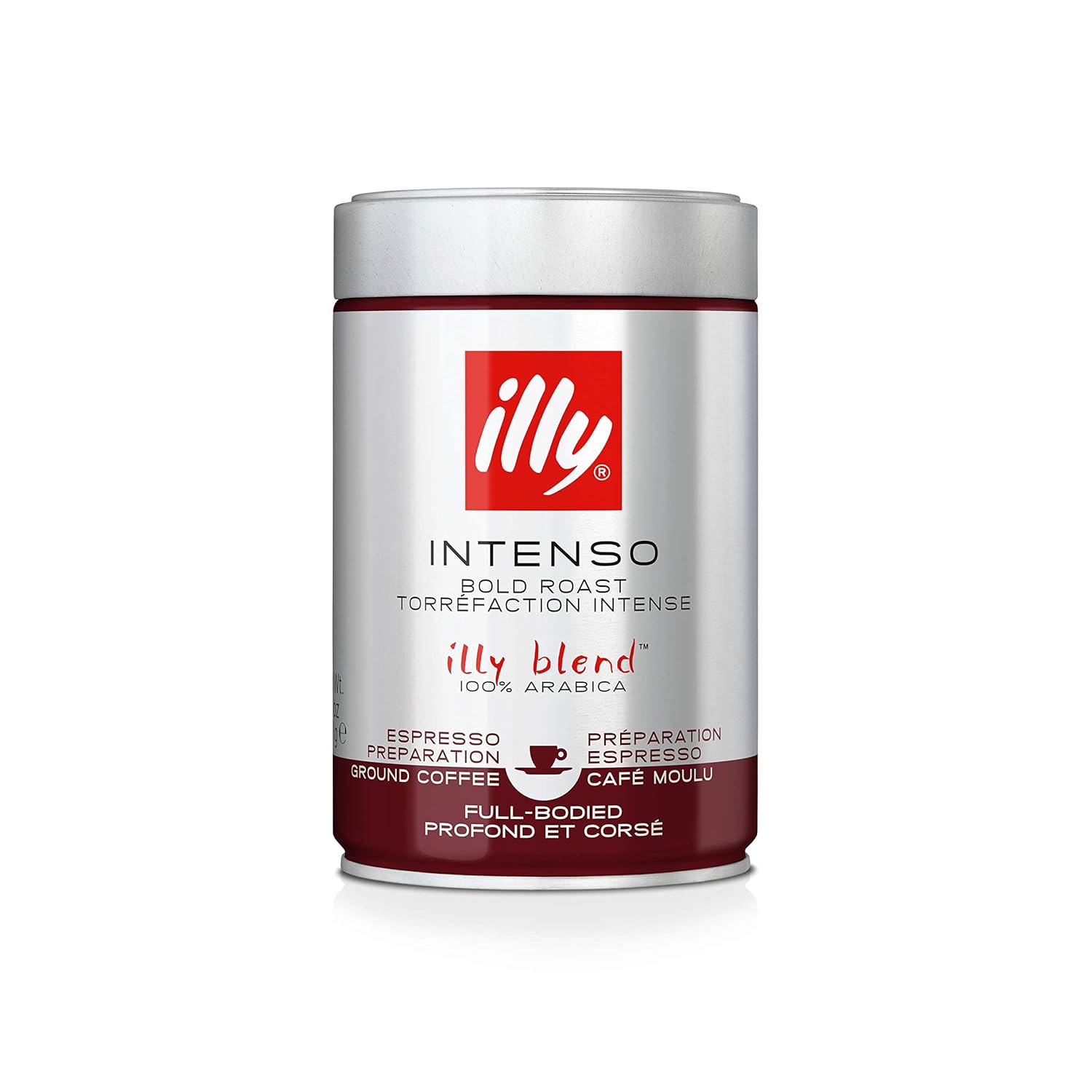 illy Intenso Ground Espresso Coffee, Bold Roast, Intense, Robust and Full Flavored With Notes of Deep Cocoa, 100% Arabica Coffee, No Preservatives, (Pack of 2)