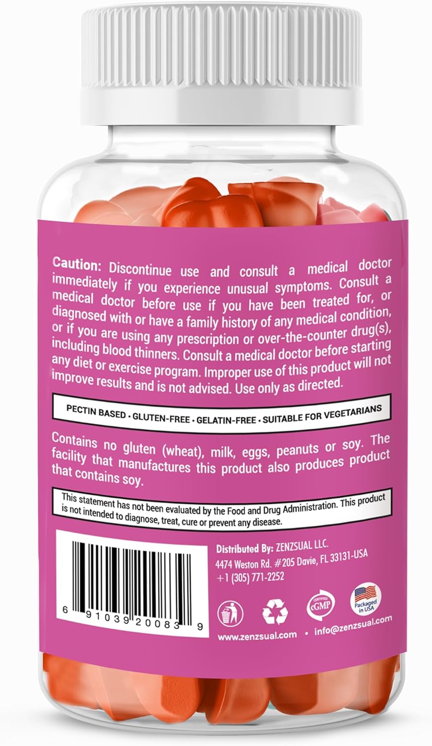 ZENZSUAL Hair, Skin and Nails Gummies – Multivitamin with Biotin, Vitamin C, B12 and Zinc – Vegan Supplement and Sugar Free (60 Gummies) : Health & Household