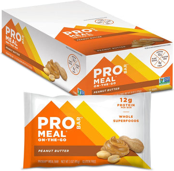 Probar - Meal Bar, Peanut Butter, Non-Gmo, Gluten-Free, Healthy, Plant-Based, Whole-Food Ingredients, Natural Energy (12 Count)