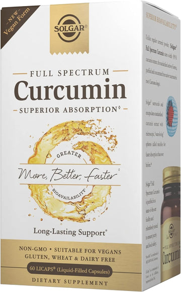 Solgar Full Spectrum Curcumin - 60 LiCaps - Superior Absorption - Brain, Joint & Immune Health - Non-GMO, Vegan, Gluten Free, Dairy Free - 60 Servings