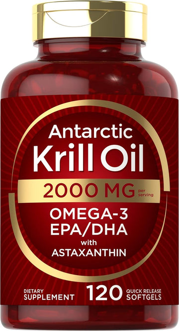 Carlyle Antarctic Krill Oil 2000 Mg 120 Softgels | Omega-3 Epa, Dha, With Astaxanthin Supplement Sourced From Red Krill | Maximum Strength | Laboratory Tested