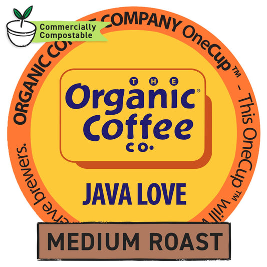 The Organic Coffee Co. Compostable Coffee Pods - Java Love (36 Ct) K Cup Compatible including Keurig 2.0, Medium Roast, USDA Organic