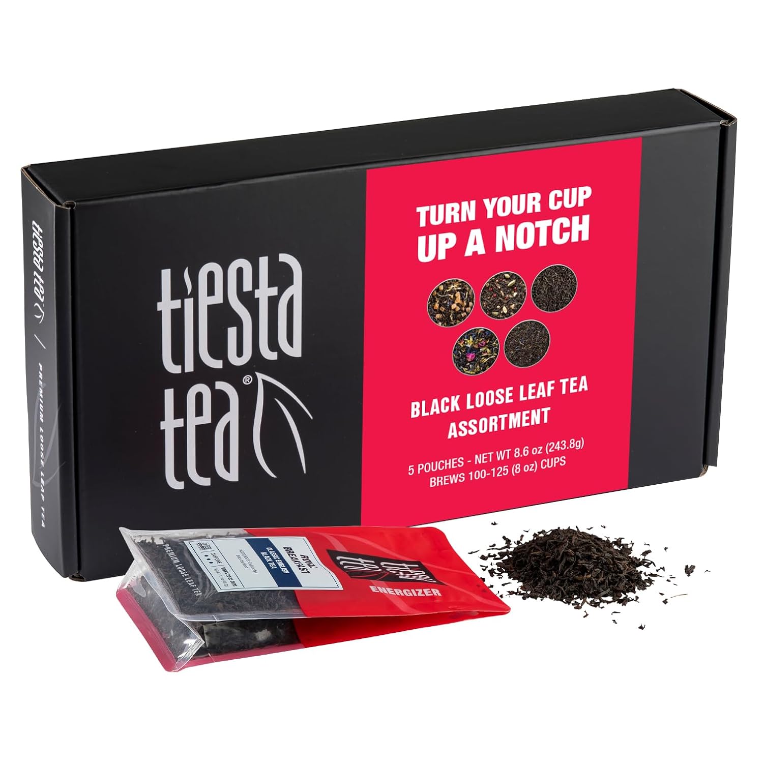 Tiesta Tea - Loose Leaf Black Tea Gift Box | High Caffeinated Tea Variety Pack | Make Hot & Iced Tea | 5 Pouches Of Assorted Tea Blends W/English Breakfast, Earl Grey, Chai Tea And Passion Fruit Tea