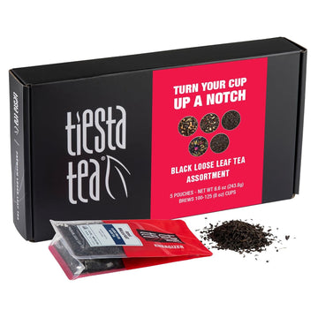 Tiesta Tea - Loose Leaf Black Tea Gift Box | High Caffeinated Tea Variety Pack | Make Hot & Iced Tea | 5 Pouches Of Assorted Tea Blends W/English Breakfast, Earl Grey, Chai Tea And Passion Fruit Tea