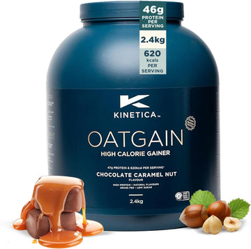 Kinetica Sports Oatgain Weight Gainer - Chocolate Caramel Flavour | 620 Cal, 47G Protein & 78G Carbs/Serve, 30 Serving/4.8Kg | Optimum Grass Fed Protein Supplement | High Calorie & Easy Mixability