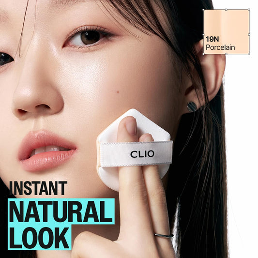 Clio Kill Cover Founwear Cushion The Original I 20 Shades, Korean Cushion Foundation, Cushion Make Up, Full& High Coverage, Airy Satin, Natural Matte Finish Look (19N Procelain, One Size)