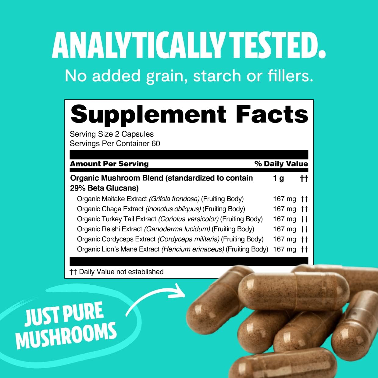 FreshCap Ultimate Mushroom Complex - Lions Mane, Reishi, Cordyceps, Chaga, Turkey Tail, Maitake - Immune Support & Nootropic Brain Supplements for Immunity, Energy, Memory & Focus (120 Capsules) : Health & Household