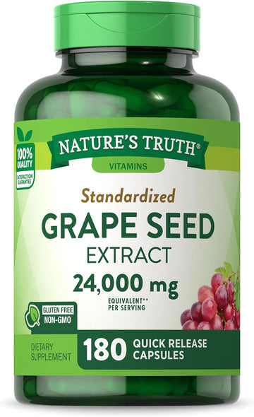Nature'S Truth Grape Seed Extract 24,000Mg | 180 Capsules | Standardized Extract Supplement | Non-Gmo & Gluten Free Formula