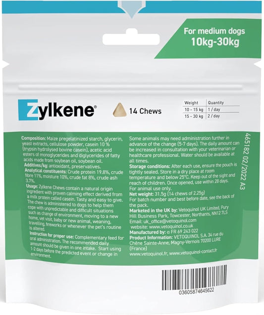 Zylkene Calming Chews For Large Dogs (30 To 60Kg) | Promotes Relaxation | Helps Pets Cope With Short-Term Challenging Situations | Perfect For On The Go, Holidays, Travelling, Fireworks | 14 Chews