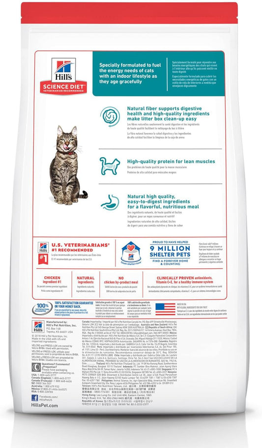 Hill'S Science Diet Indoor, Senior Adult 7+, Easy Litter Box Cleanup, Dry Cat Food, Chicken Recipe, 7 Lb Bag