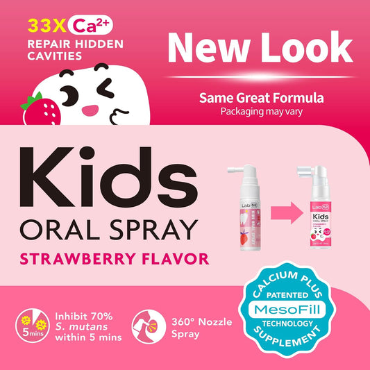 Lab52 Kids Oral Spray Duo Set, Toddler Toothpaste Helper For Cavity Repair And Fresh Breath, Children Anticavity With Fluoride Free For Newborn To Preschoolers, Xylitol (Strawberry & Grape)