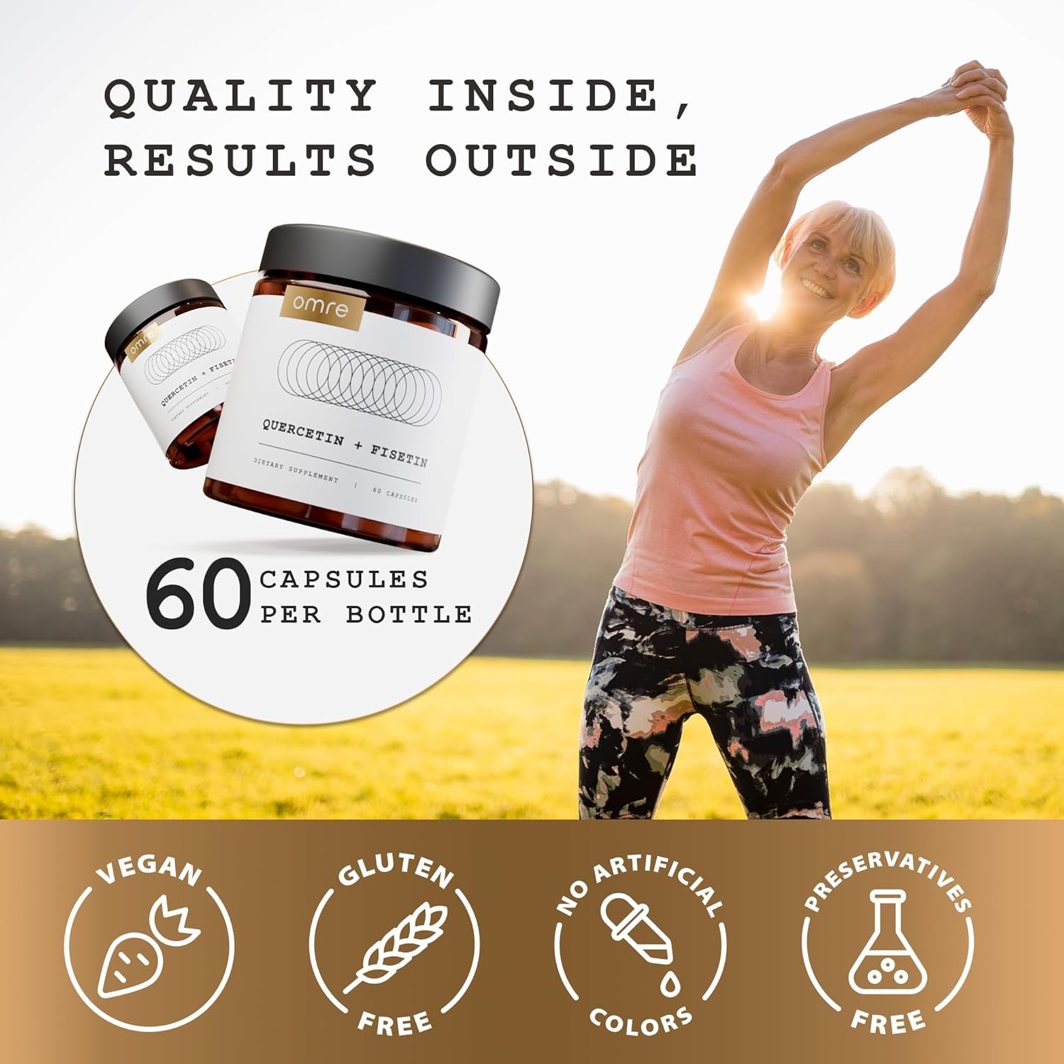 Omre Quercetin And Fisetin Supplements - Third-Party Tested Senolytic Supplements For Aging Support - 500Mg Quercetin Phytosome And 100Mg Fisetin - Highly Bioavailable Forms : Health & Household