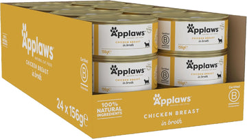 Applaws 100% Natural Wet Cat Food, Chicken Breast In Broth 156 g Tin (Pack of 24)?2002NE-A