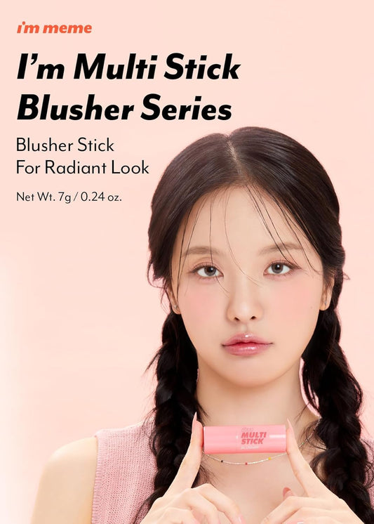 I'M Meme I'M Multi Stick | Blusher Stick For Face | Easy Blending Matte Finish Formula Suitable For Beginners, Valentine Day Gift | Blusher 001 Rose